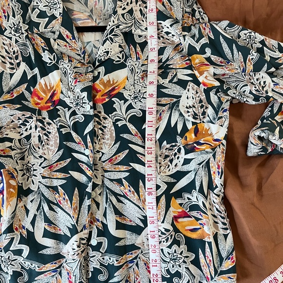 Vintage 80s tropical print button down shoulder pads small - Picture 2 of 5